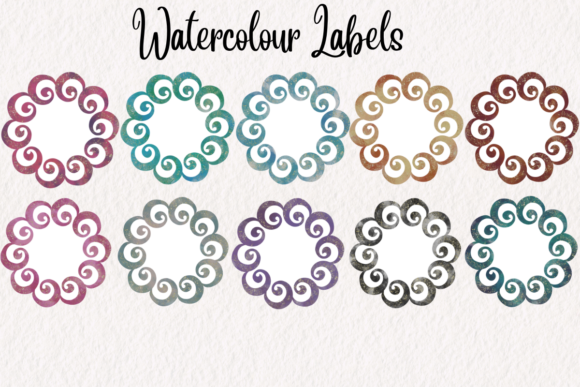 10 Watercolour Gold Glittery Labels Illustrations
