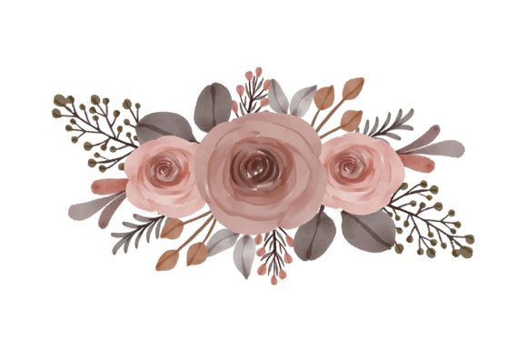 Arrangement of Peach Roses Watercolor