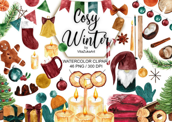 Cosy Winter Watercolor Clipart