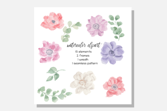 DIgital Clipart Watercolor Flower 02: Top Illustrations