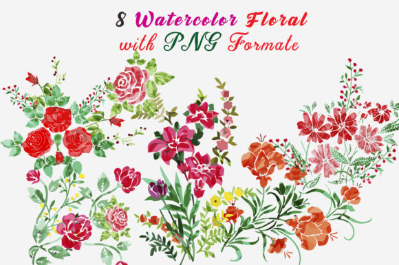 Floral Clipart Watercolor Design and Illustrations