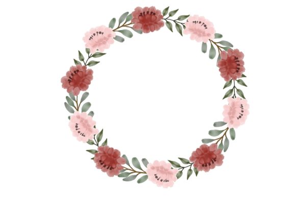 Frame with Floral Watercolor Border and Illustrations