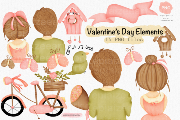 Love Valentine s Day Couple Watercolor Illustrations