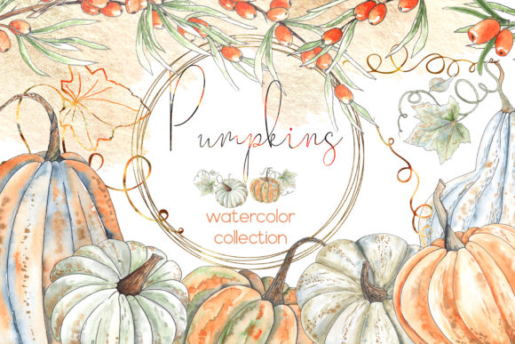 Pumpkins. Watercolor Collection