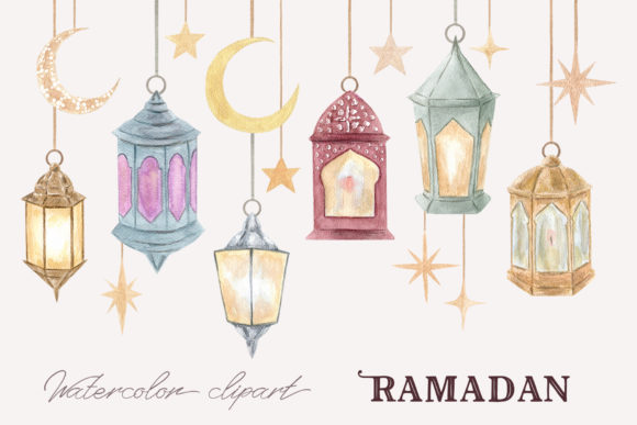 Ramadan Watercolor Clipart: Soft Illustrations