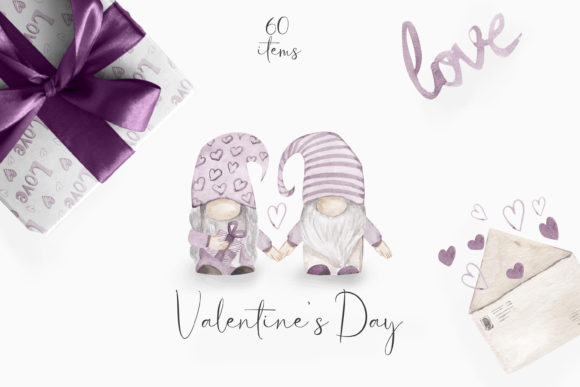 Valentine Day Watercolor Clipart and Illustrations