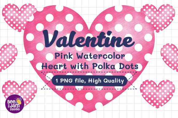 Valentine Pink Watercolor Heart Polkadot