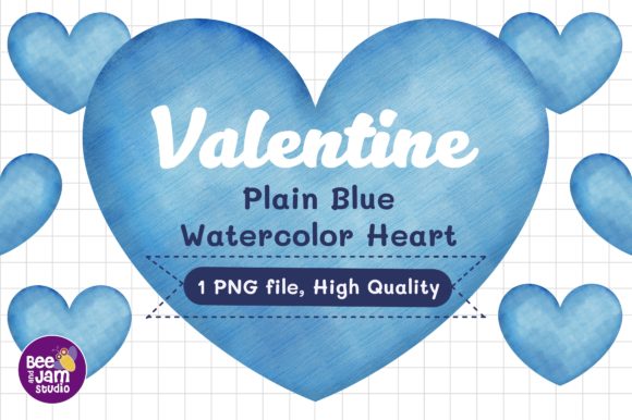 Valentine Plain Blue Watercolor Heart