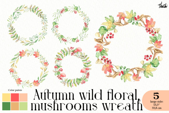 Watercolor Autumn Floral Wreath Png: Seasonal Illustrations