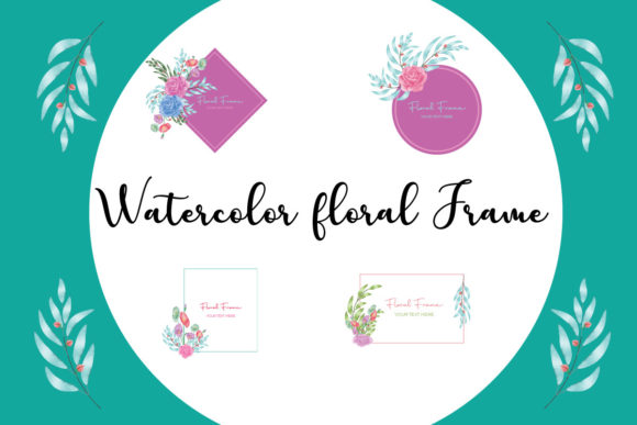 Watercolor Beautiful Floral Frame and Illustrations