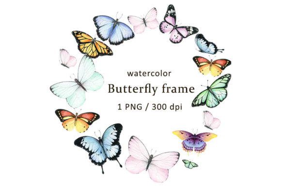 Watercolor Butterfly Frame: Vibrant Illustrations