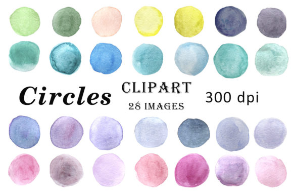 Watercolor Circles Clipart and Illustrations