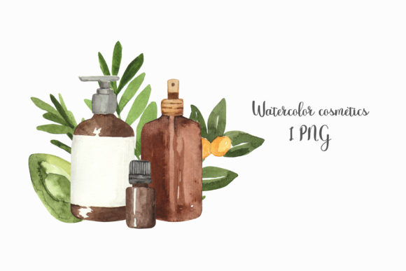 Watercolor Cosmetic Composition Png