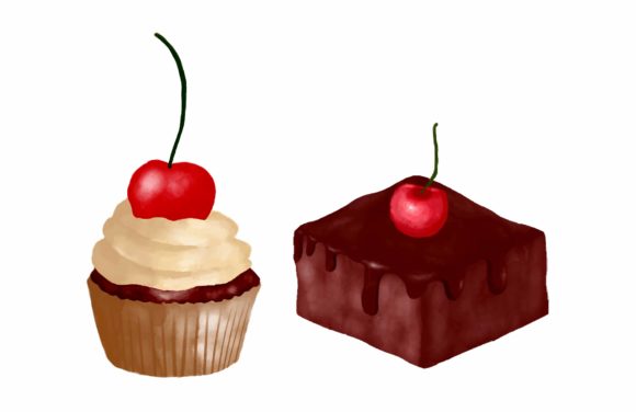 Watercolor Cupcakes and Brownies: Sweet Illustrations