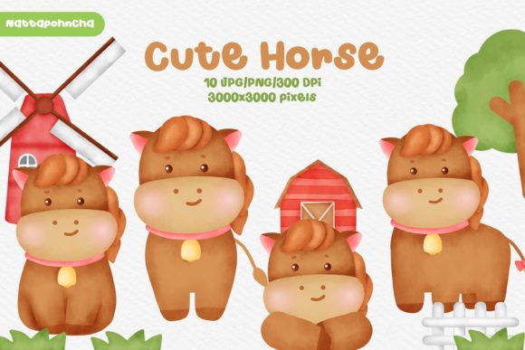 Watercolor Farm Animal Cute Horse: Top Illustrations