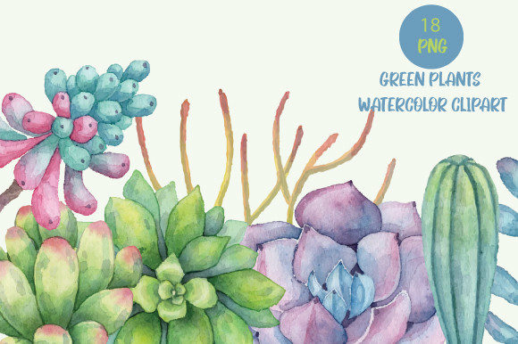 Watercolor Green Plants Clipart, Png,593