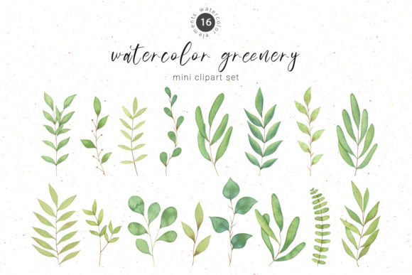 Watercolor Hand Drawn Greenery: Fresh Illustrations