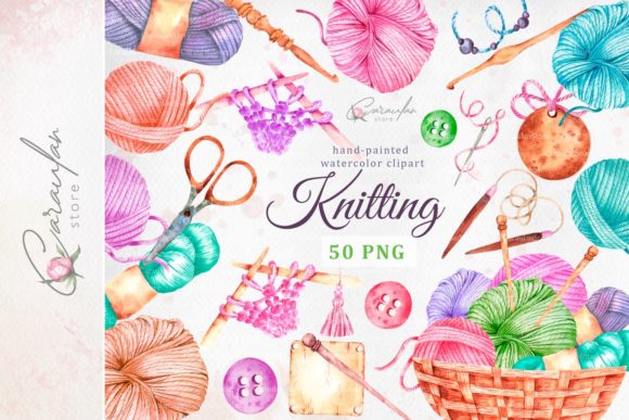 Watercolor Knitting Clipart: Soft Illustrations for Blogs