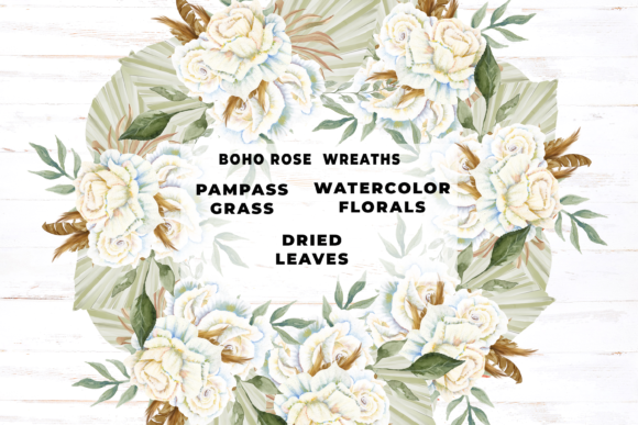 Watercolor Pampas Grass Wreaths: Premium Illustrations