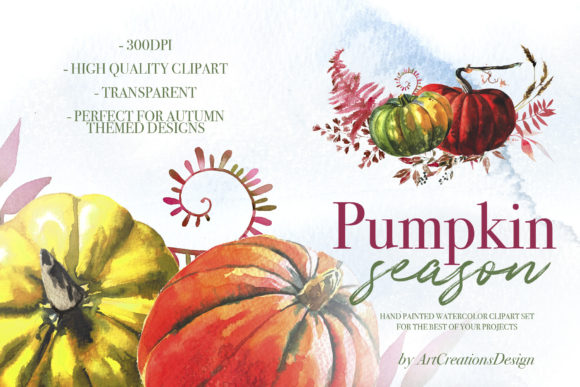 Watercolor Pumpkin Season Clipart Set: Autumn Illustrations