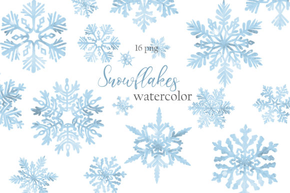 Watercolor Snowflakes Clipart: Premium Illustrations