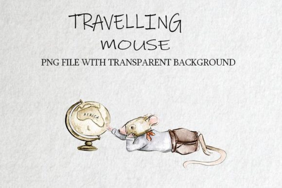 Watercolor Travelling Mouses, Cute Illustrations