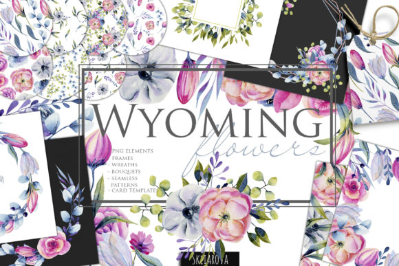 Wyoming Flowers Watercolor Clipart