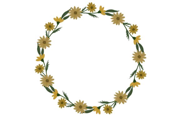 Yellow Floral Watercolor Wreath Illustrations